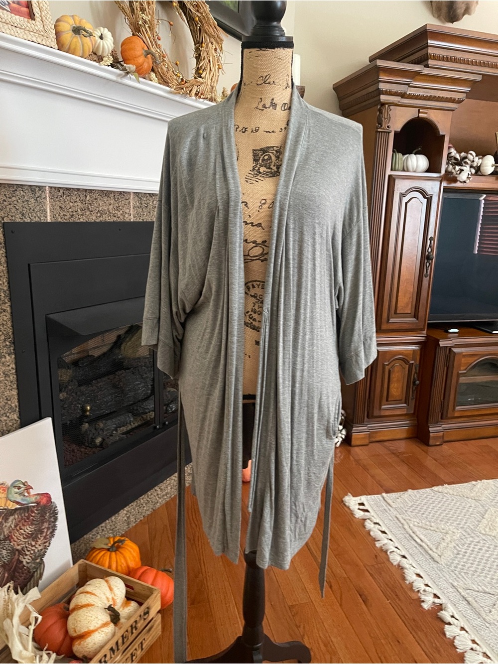 Gilligan & O'Malley Women's gray open front robe cardigan Size M/L